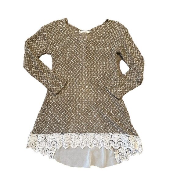 Anthropologie A'reve Sweater Tunic with Lace & Double Bow Detail Size Medium - Picture 9 of 16